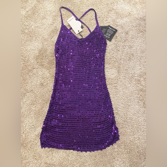 Retrofete Purple Sequin Mini Dress - NWT - Picture 5 of 7